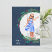 Cartes Pour Fêtes Annuelles Berries Pine Wire Photo de Noël (Debout devant)