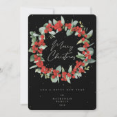 Cartes Pour Fêtes Annuelles Berries rouges+Eucalyptus couronne de Noël non pho (Devant)