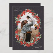 Cartes Pour Fêtes Annuelles Berries rouges noires douces + Eucalyptus Photo de (Devant / Derrière)