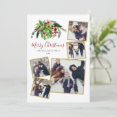 Cartes Pour Fêtes Annuelles Berries rouges Verdure 5 Photo Noël (Debout devant)