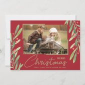 Cartes Pour Fêtes Annuelles Berries vertes Photo de Noël (Devant)