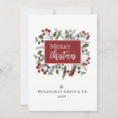 Cartes Pour Fêtes Annuelles Berry Branches Cadre Nom de l'entreprise Moderne (Devant)