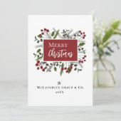 Cartes Pour Fêtes Annuelles Berry Branches Cadre Nom de l'entreprise Moderne (Debout devant)