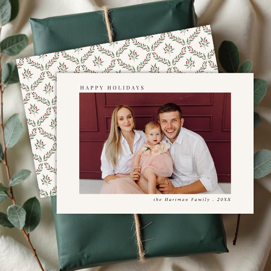 Cartes Pour Fêtes Annuelles Berry Elegant avant minimal Retour Noël