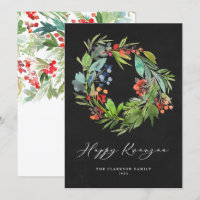 Berry et verdure Wreath Chalkboard Happy Kwanzaa