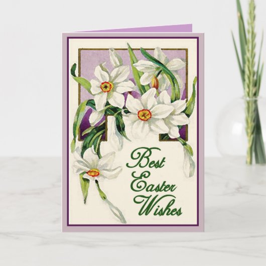 Cartes Pour Fêtes Annuelles Best Easter Wishes, Lavender & White Personalized (Devant)