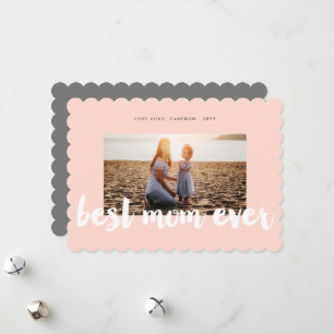 Cartes Pour Fêtes Annuelles Best Mom Ever Blanc Gras Bracelet Script Photo mod