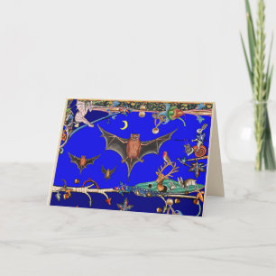 CARTES POUR FÊTES ANNUELLES BESTIAIRE MÉDIÉVAL, FORÊT D'ANIMAUX AUX CHAUVES-SO