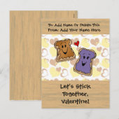 Cartes Pour Fêtes Annuelles Beurre d'arachide et gelée de Saint-Valentin (Devant / Derrière)