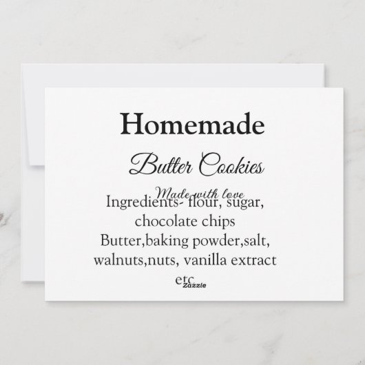 Cartes Pour Fêtes Annuelles Beurre fait maison biscuits faits avec amour ajout (Dos)