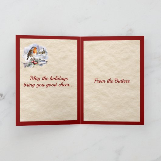 Cartes Pour Fêtes Annuelles Beurre & Robin Tartan Personnalisé (Intérieur)