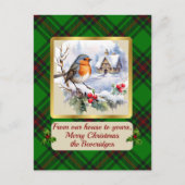Cartes Pour Fêtes Annuelles Beveridge Crest & Tartan avec Robin Personnalisé (Devant)
