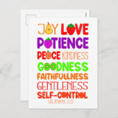 Cartes Pour Fêtes Annuelles Bible Chrétienne Verse Fruit De L'Esprit (Devant / Derrière)