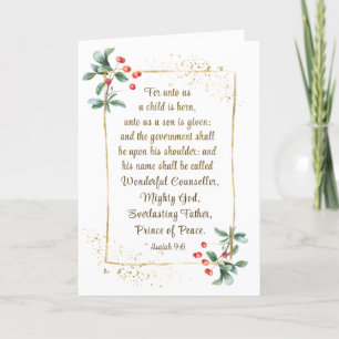 Cartes Pour Fêtes Annuelles Bible de Noël Ésaïe 9:6 Magnifique conseillère