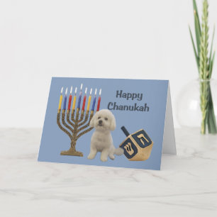 Cartes Pour Fêtes Annuelles Bichon Frise Chanukah Card Menorah Dreidel