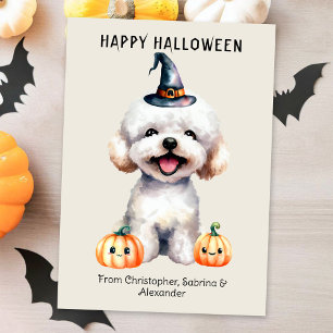 Cartes Pour Fêtes Annuelles Bichon Frise Chien Halloween heureux