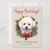 Cartes Pour Fêtes Annuelles Bichon Frise Chien Noël Joyeux Pawlidays (Devant)