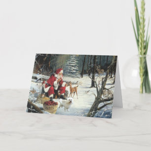 Cartes Pour Fêtes Annuelles Bichon Frise Christmas Card Santa Woods
