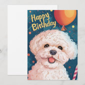 Cartes Pour Fêtes Annuelles Bichon Frise Joyeux anniversaire (Devant / Derrière)