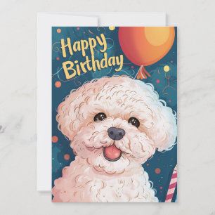 Cartes Pour Fêtes Annuelles Bichon Frise Joyeux anniversaire
