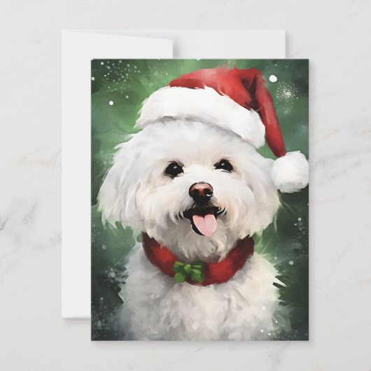 Cartes Pour Fêtes Annuelles Bichon Frise peinture de Noël (Devant)