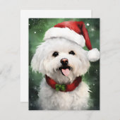 Cartes Pour Fêtes Annuelles Bichon Frise peinture de Noël (Devant / Derrière)