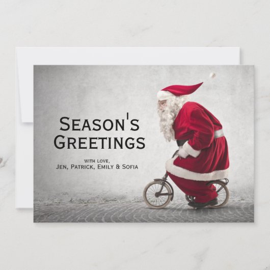 Cartes Pour Fêtes Annuelles Bicycle de Santa Claus (Devant)