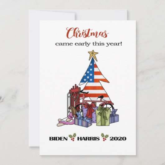 Cartes Pour Fêtes Annuelles Biden/Harris 2020 Sapin de Noël/Présents de Noël a (Devant)