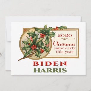 Cartes Pour Fêtes Annuelles Biden/Harris 2020 Vintage Christmas Floral