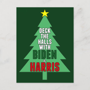 Cartes Pour Fêtes Annuelles Biden Harris Arbre de Noël Deck the Halls
