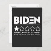 Cartes Pour Fêtes Annuelles Biden Très Mauvais Ne Recommanderait Pas T-Shirt (Devant / Derrière)