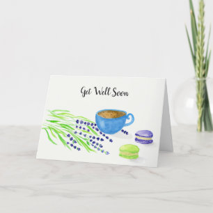 Cartes Pour Fêtes Annuelles Bien Aquarelle Café, Lavande, Macarons