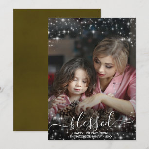 Cartes Pour Fêtes Annuelles Bienheureuse photo complète avec Sparkles Gold Chr