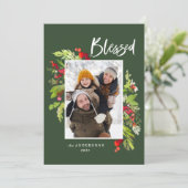 Cartes Pour Fêtes Annuelles Bienheureux aquarelle feuillage vert Noël (Debout devant)
