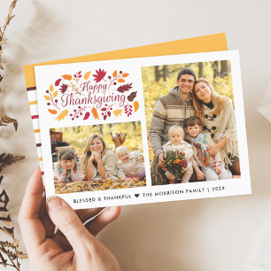 Cartes Pour Fêtes Annuelles Bienheureux Couleurs d'automne Thanksgiving Photo