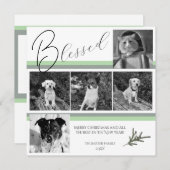 Cartes Pour Fêtes Annuelles Bienheureux Moderne 5 Photo Branche de pin vert No (Devant / Derrière)