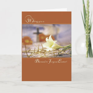 Cartes Pour Fêtes Annuelles Bienheureux Pâques, Joyeux avec Lily et Croix