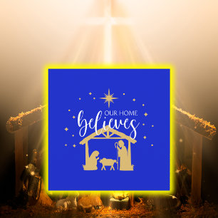 Cartes Pour Fêtes Annuelles Bienheureux Premier Accueil Noël Scène de la Nativ