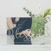 Cartes Pour Fêtes Annuelles Bienheureux Script photo Noël (Debout devant)