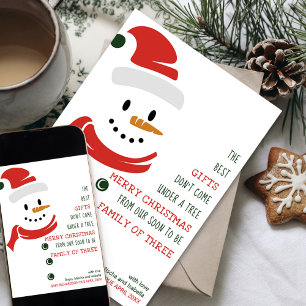 Cartes Pour Fêtes Annuelles Bientôt la famille de trois Snowman Grossesse