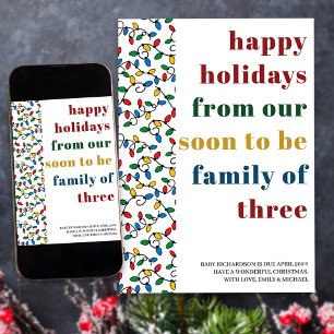 Cartes Pour Fêtes Annuelles Bientôt une famille de trois typographie colorée