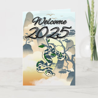 Cartes Pour Fêtes Annuelles Bienvenue 2025 : Funny Snake New Year Card