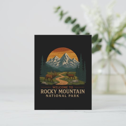 Cartes Pour Fêtes Annuelles Bienvenue à la Broderie Rocky Mountain National US (Debout devant)