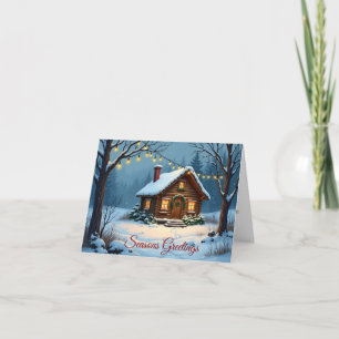 Cartes Pour Fêtes Annuelles Bienvenue dans un chalet enneigé pour les fêtes