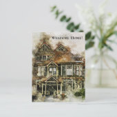 Cartes Pour Fêtes Annuelles Bienvenue Maison victorienne dans les tons Brown (Debout devant)