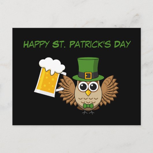 Cartes Pour Fêtes Annuelles Bière Boire Chouette Saint Patrick's Day | Personn (Devant)