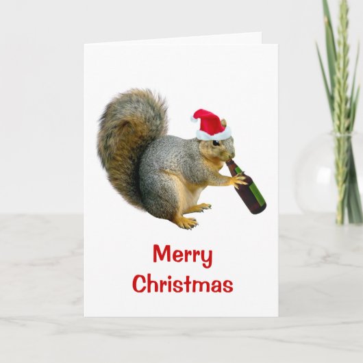 Cartes Pour Fêtes Annuelles Bière de boisson père Noël Squirrel (Devant)