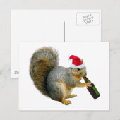 Cartes Pour Fêtes Annuelles Bière de boisson père Noël Squirrel (Devant / Derrière)