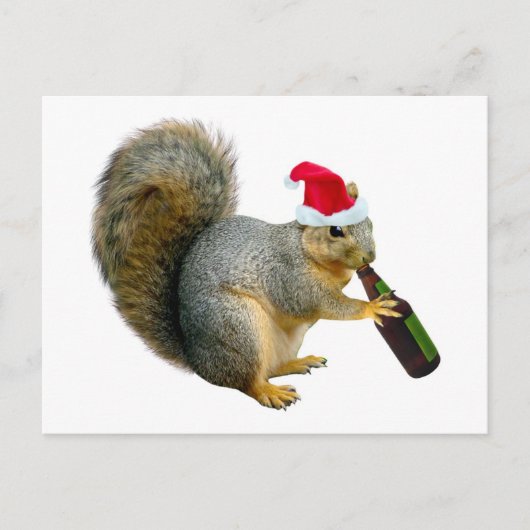 Cartes Pour Fêtes Annuelles Bière de boisson père Noël Squirrel (Devant)