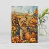 Cartes Pour Fêtes Annuelles Biewer Terrier Chien Moisson d'automne Thanksgivin (Debout devant)